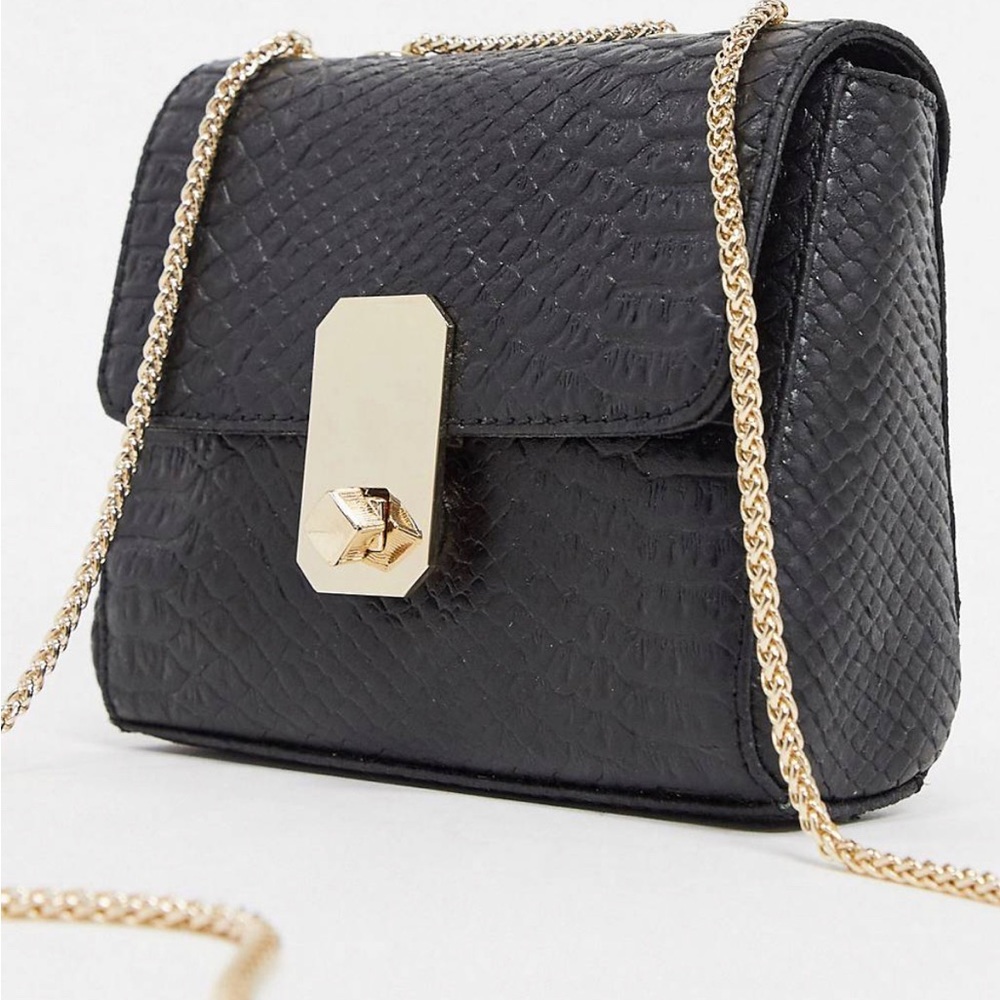 Paul Costelloe Leather Chain Mini Cross Body Bag in Black